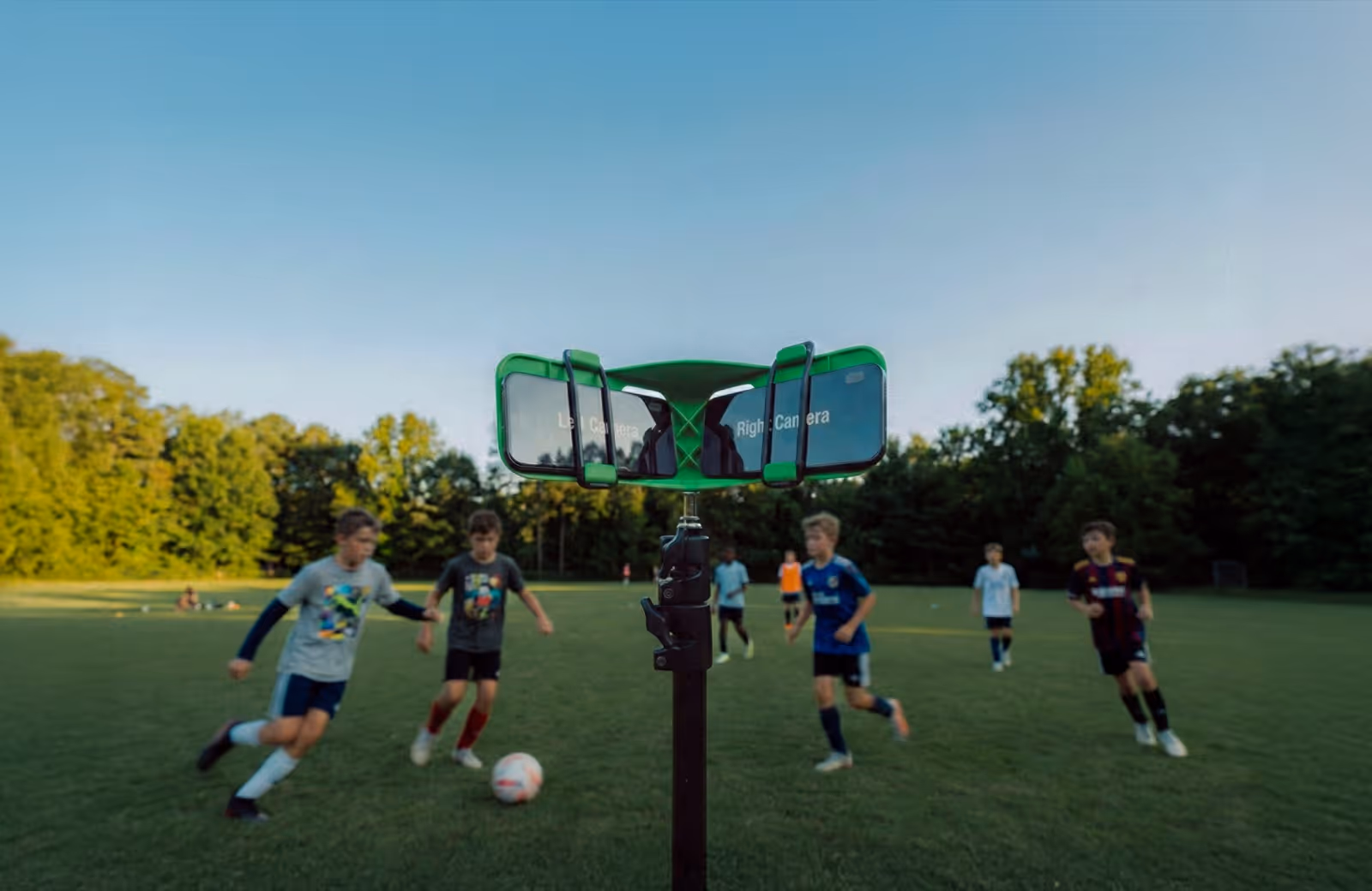 Veo Go filming a football match from pitch-side
